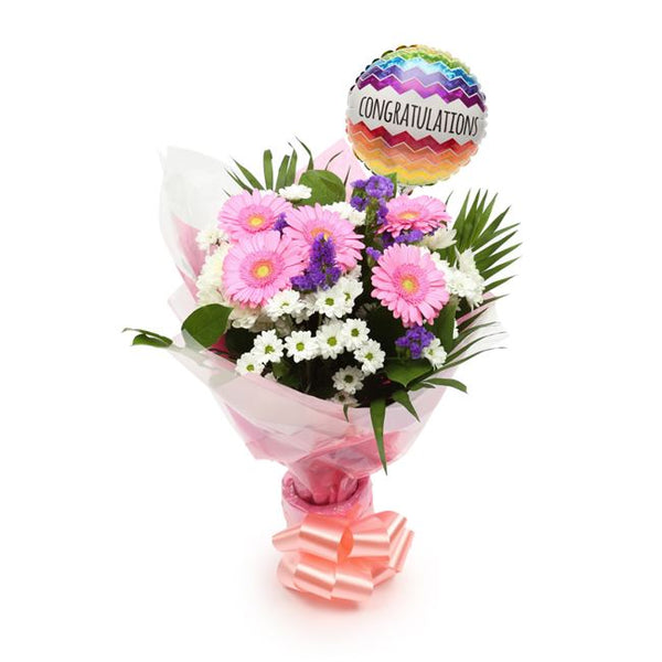 Congratulations Balloon & Serenity Bouquet