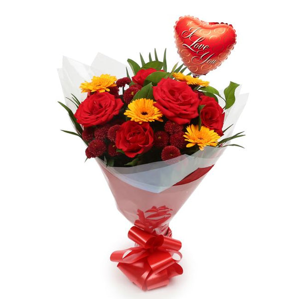 Love You-Balloon & Red Sun Bouquet
