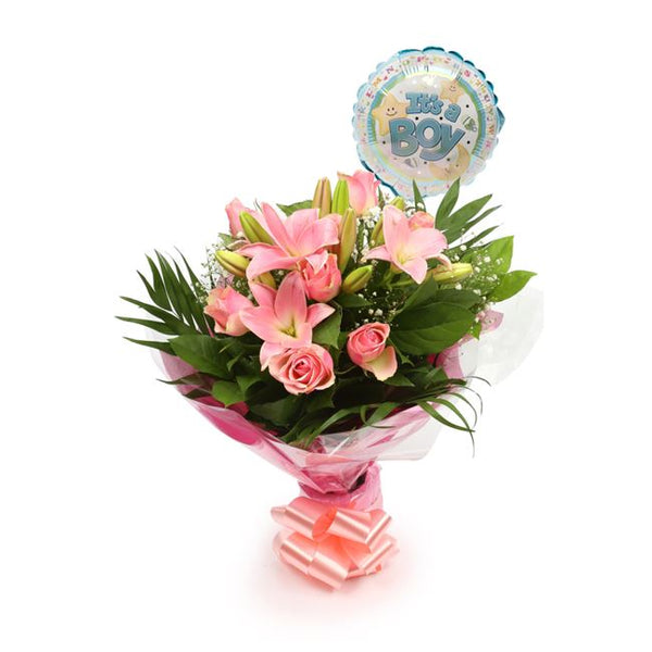 Its Boy Balloon & Pink Jewel Bouquet