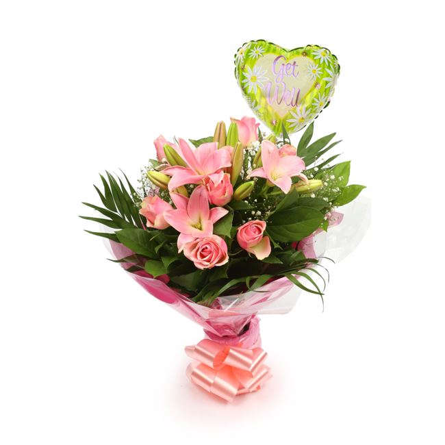 Get Well Balloon & Jewel Bouquet
