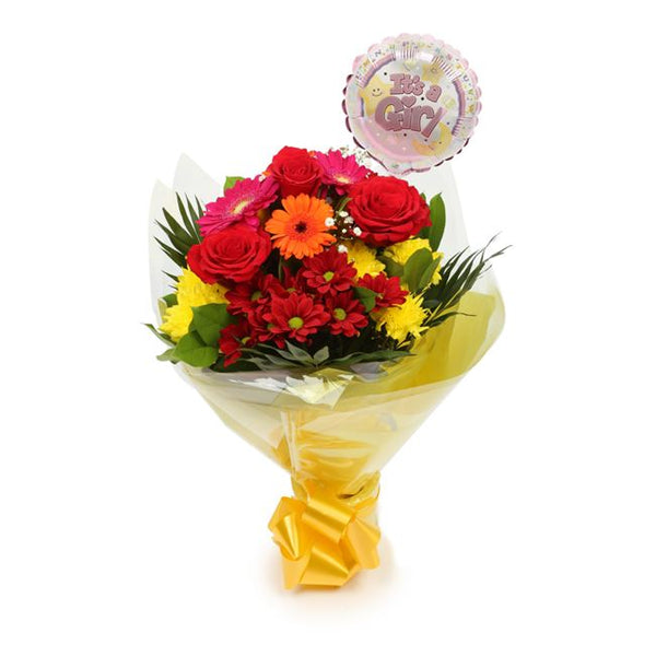 Its A Girl Balloon & Beauty Blooms Bouquet