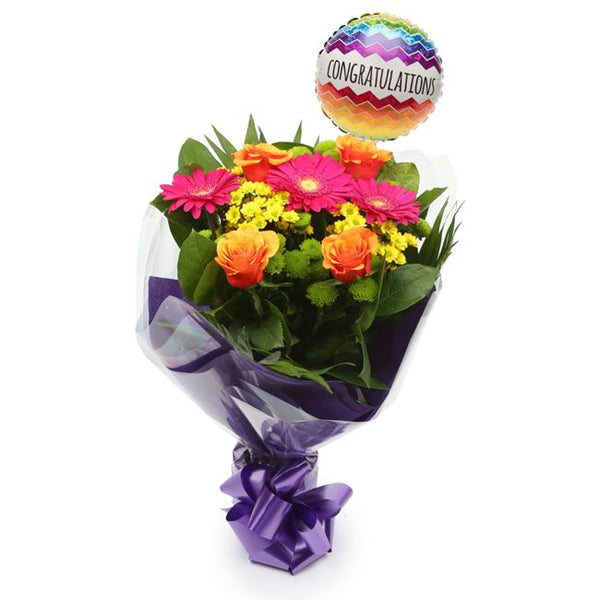Congratulations Balloon & Wonderful Bouquet