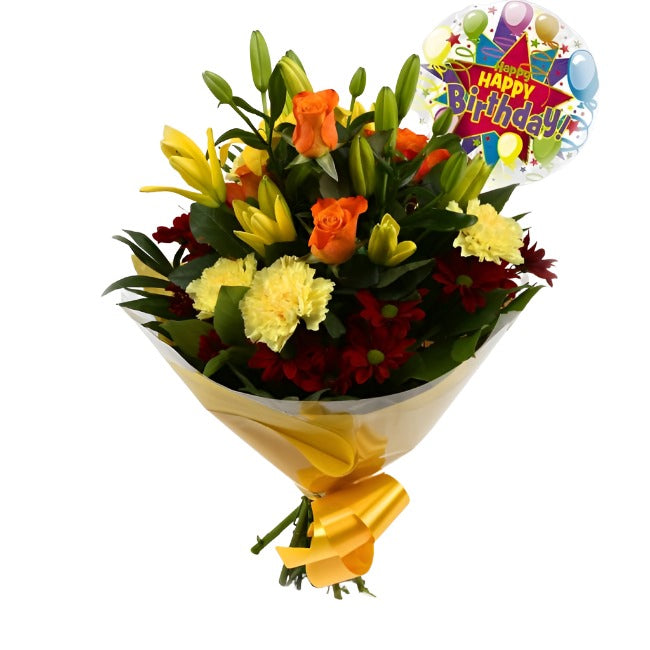 Birthday Balloon & Redsunshine Bouquet