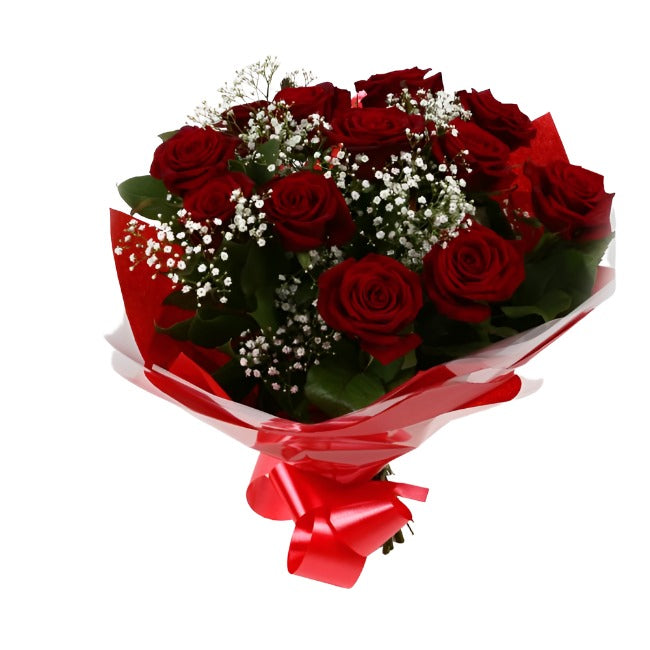 12 Roses Gypsophila
